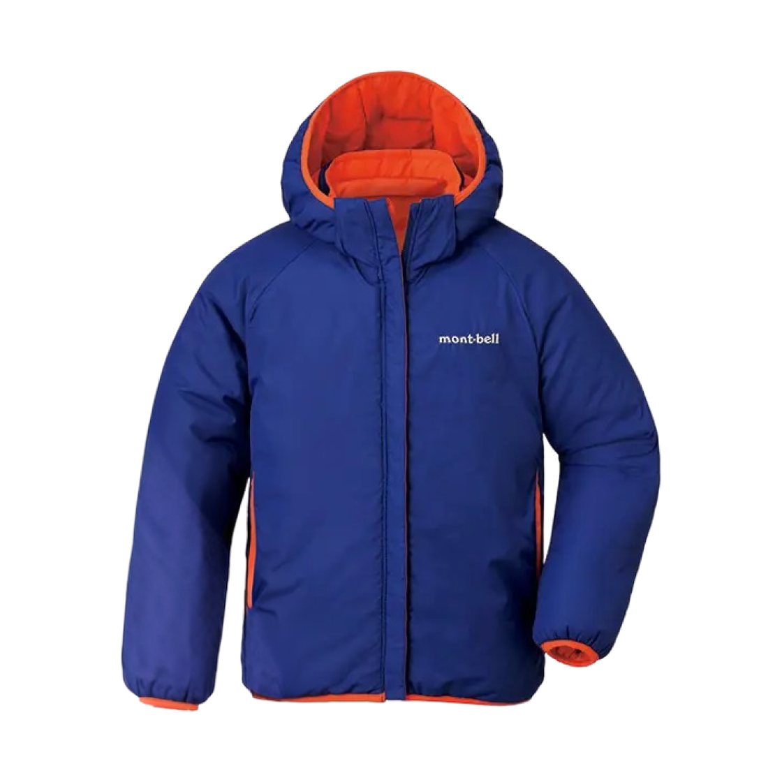 (키즈) 몽벨 써멀랜드 파카 오렌지레드 다크 블루((Kids) Montbell Thermaland Parka Orangered Dark Blue) - 2
