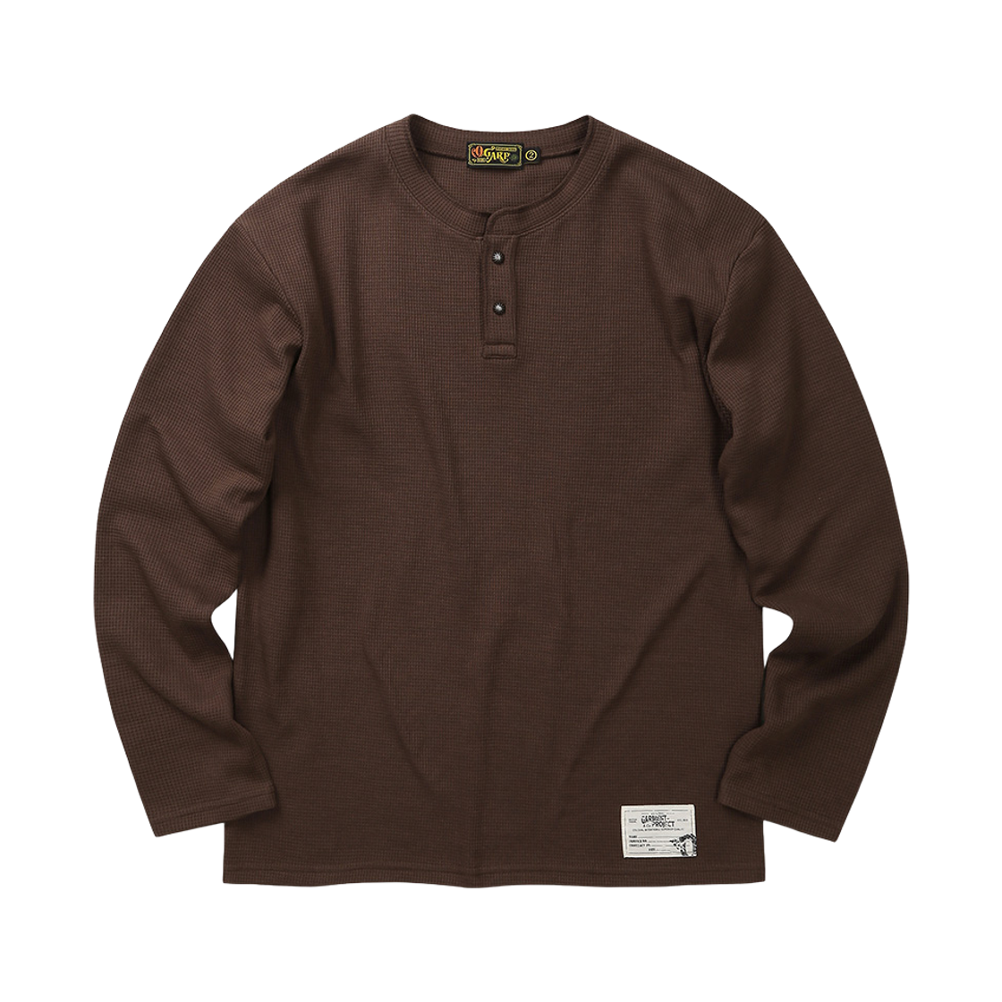 오가프 와플 헨리 넥 롱 슬리브 브라운(OGARP Waffle Henley Neck Long Sleeve Brown)
