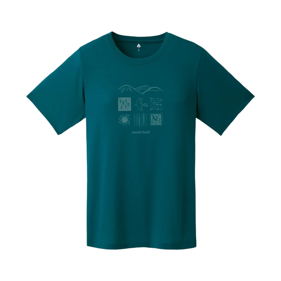 1114858 (W) Montbell Wickron Mountain Nature T-Shirt Blue Green
