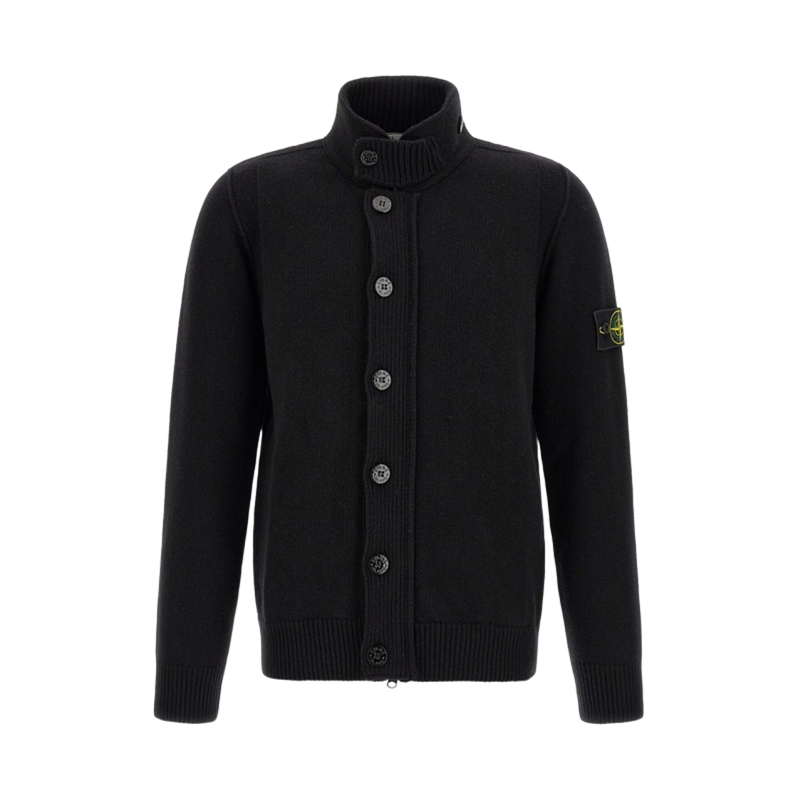 L2S1551000-47S00A3-V0029 Stone Island 5100047 Regular Fit Zip Up Jumper with Button Placket Black - 26FW