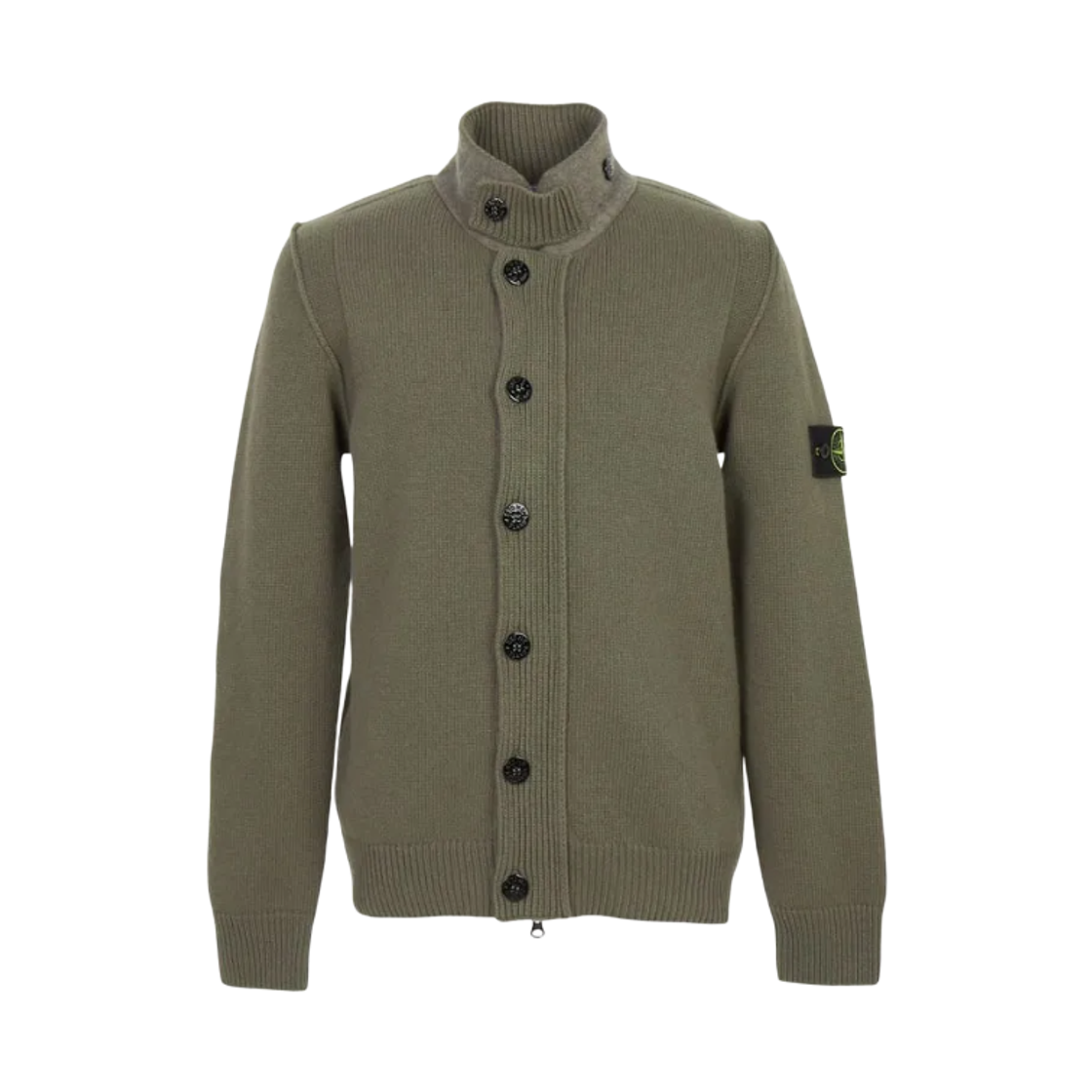 L2S1551000-47S00A3-V005G Stone Island 5100047 Regular Fit Zip Up Jumper with Button Placket Military Green - 26FW