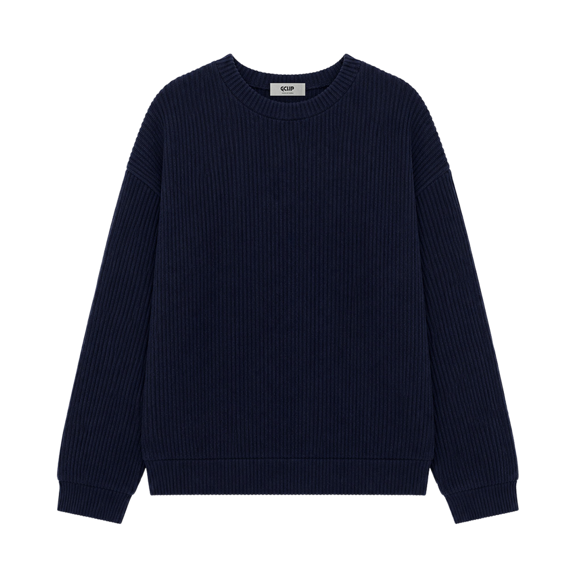 GC골지니트맨투맨-네이비 GCLIP Regular Fit Round Neck Knit Sweatshirt Navy