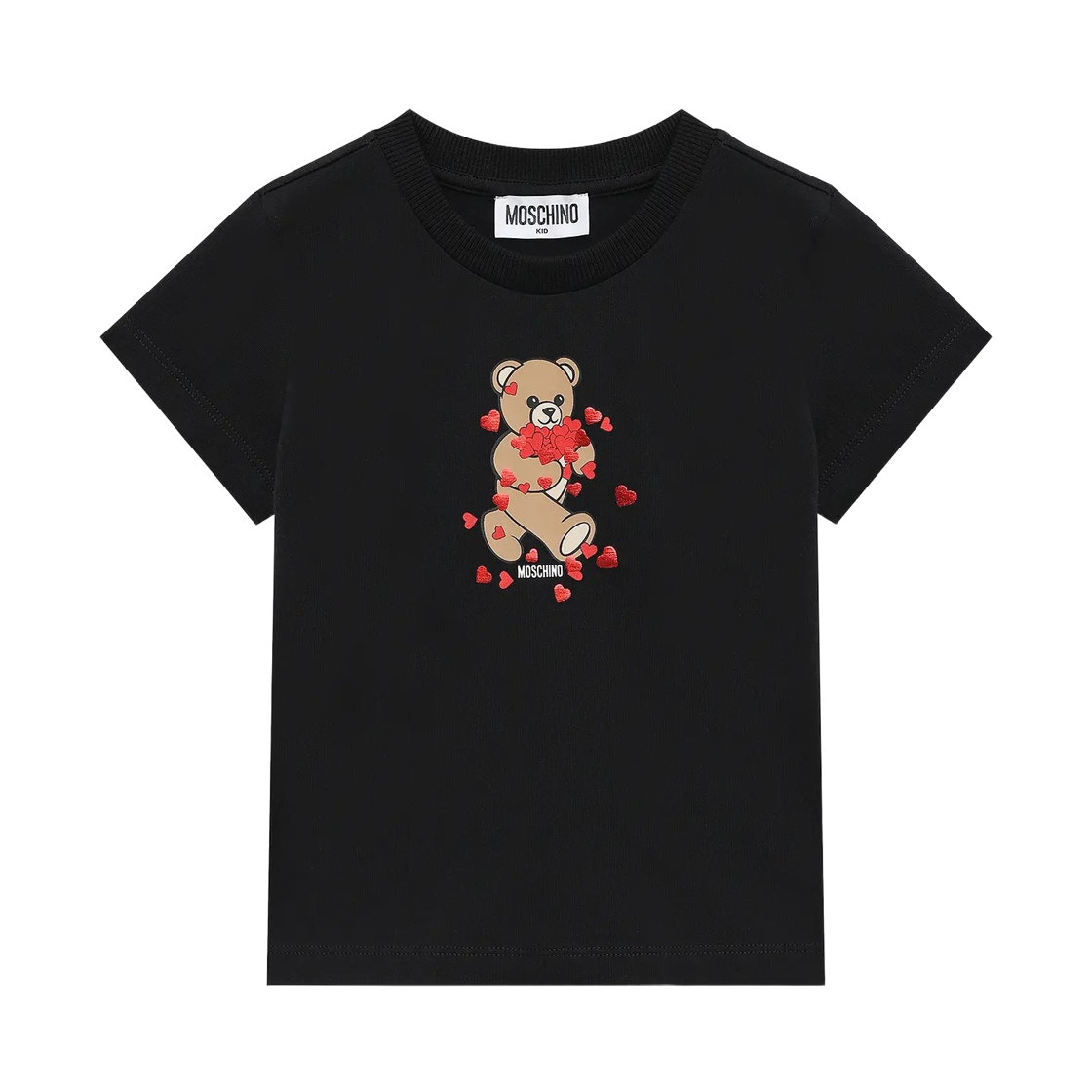 (키즈) 모스키노 테디 베어 코튼 티셔츠 블랙((Kids) Moschino Teddy Bear Cotton T-Shirt Black)