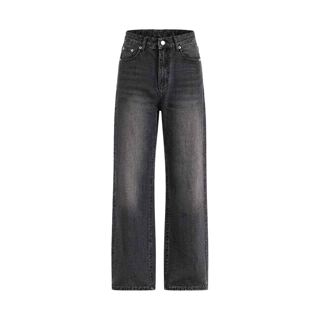GCJM2085-블랙 GCLIP Relaxed Semi-Wide Brushed Washed Half-Banding Denim Pants Black