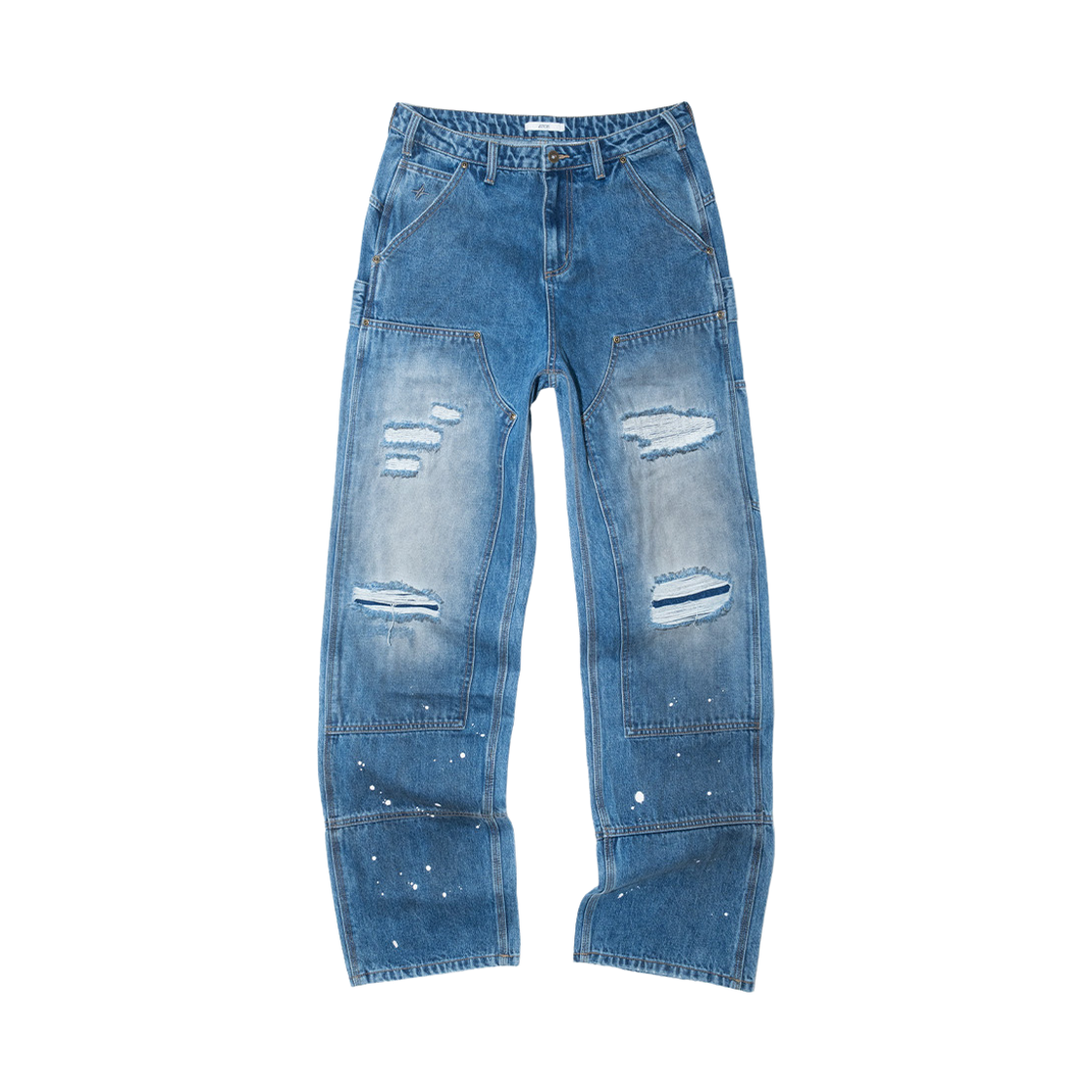 이티씨이 디스트로이드 더블 니 카펜터 데님 블루(ETCE Destroyed Double Knee Carpenter Denim Blue) - 1
