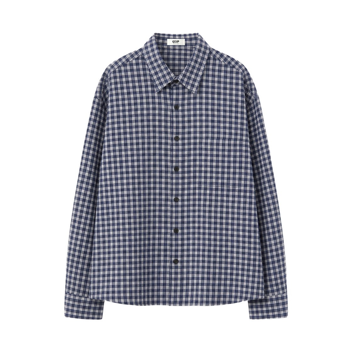 지크립 시어서커 세미 크롭 윈도우 체크 셔츠 남방 네이비(GCLIP Seersucker Semi-Crop Window Check Shirt Navy) - 2