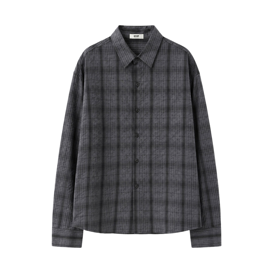 지크립 시어서커 세미 크롭 글렌 체크 셔츠 남방 다크그레이(GCLIP Seersucker Semi-Crop Glen Check Shirt Dark Gray) - 2