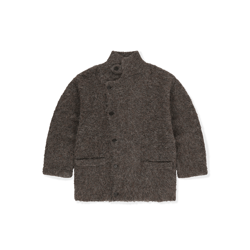 SL263KKNCK01HBR [5% 적립] sunlovetour Shaggy Double Knit Cardigan Heather Brown