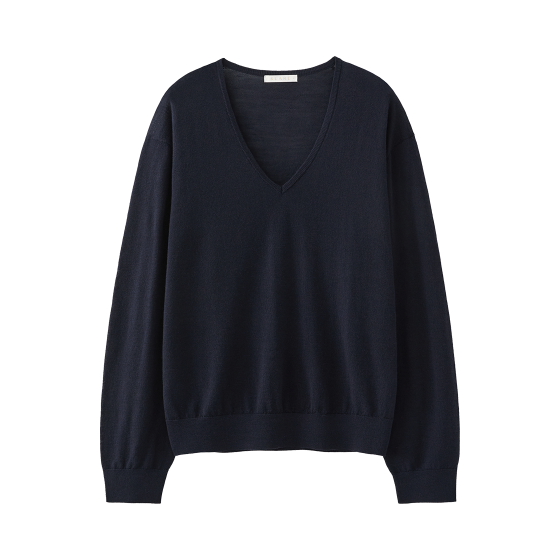 (W)파인 울 100 브이넥 니트 네이비((W) Fine Wool 100 V-Neck Knit Navy)