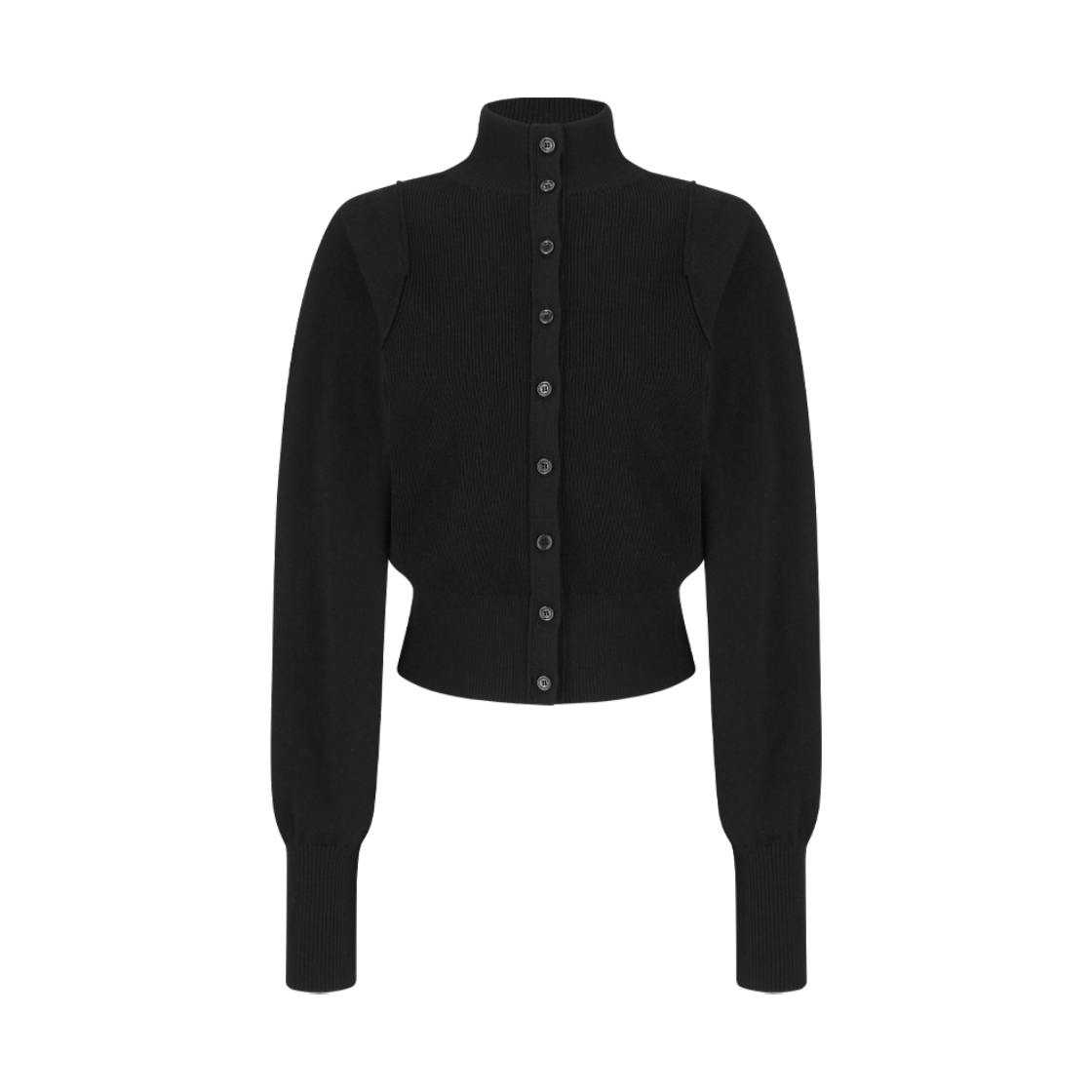 아모멘토 우먼 블로킹 버튼 업 가디건 블랙 - 26FW(Amomento Women Blocking Button Up Cardigan Black - 26FW)