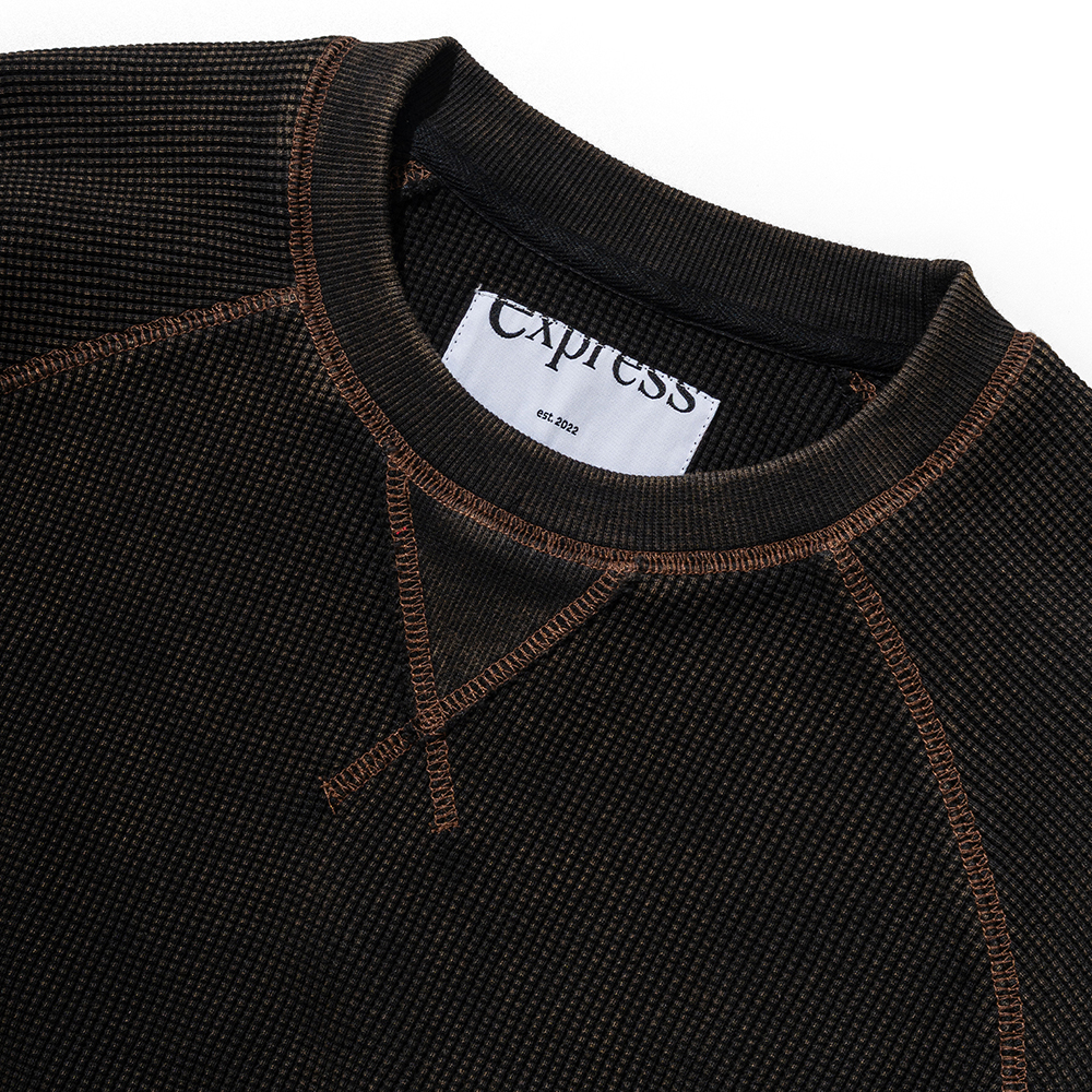 익스프레스 홀리데이 헤비 코튼 와플 스웨트셔츠 블랙(Express Holiday Heavy Cotton Waffle Sweatshirt Black) - 3