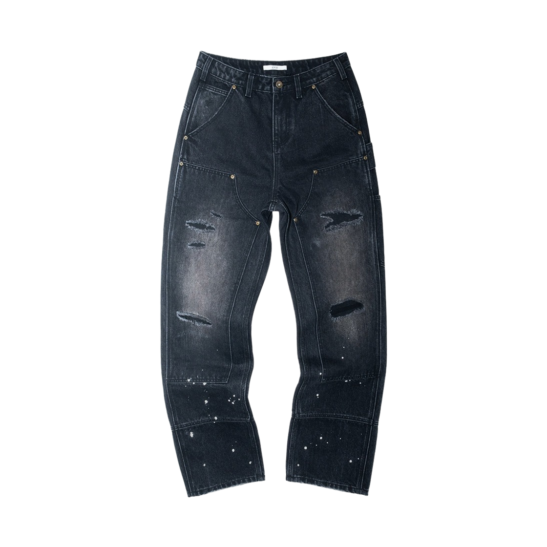이티씨이 디스트로이드 더블 니 카펜터 데님 블랙(ETCE Destroyed Double Knee Carpenter Denim Black)