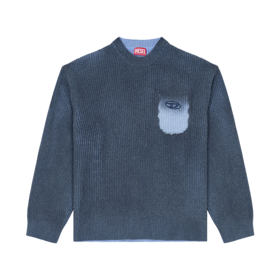 A239140HNBV-7GDA Diesel Wool-Blend Jumper with Mock Pocket Blue