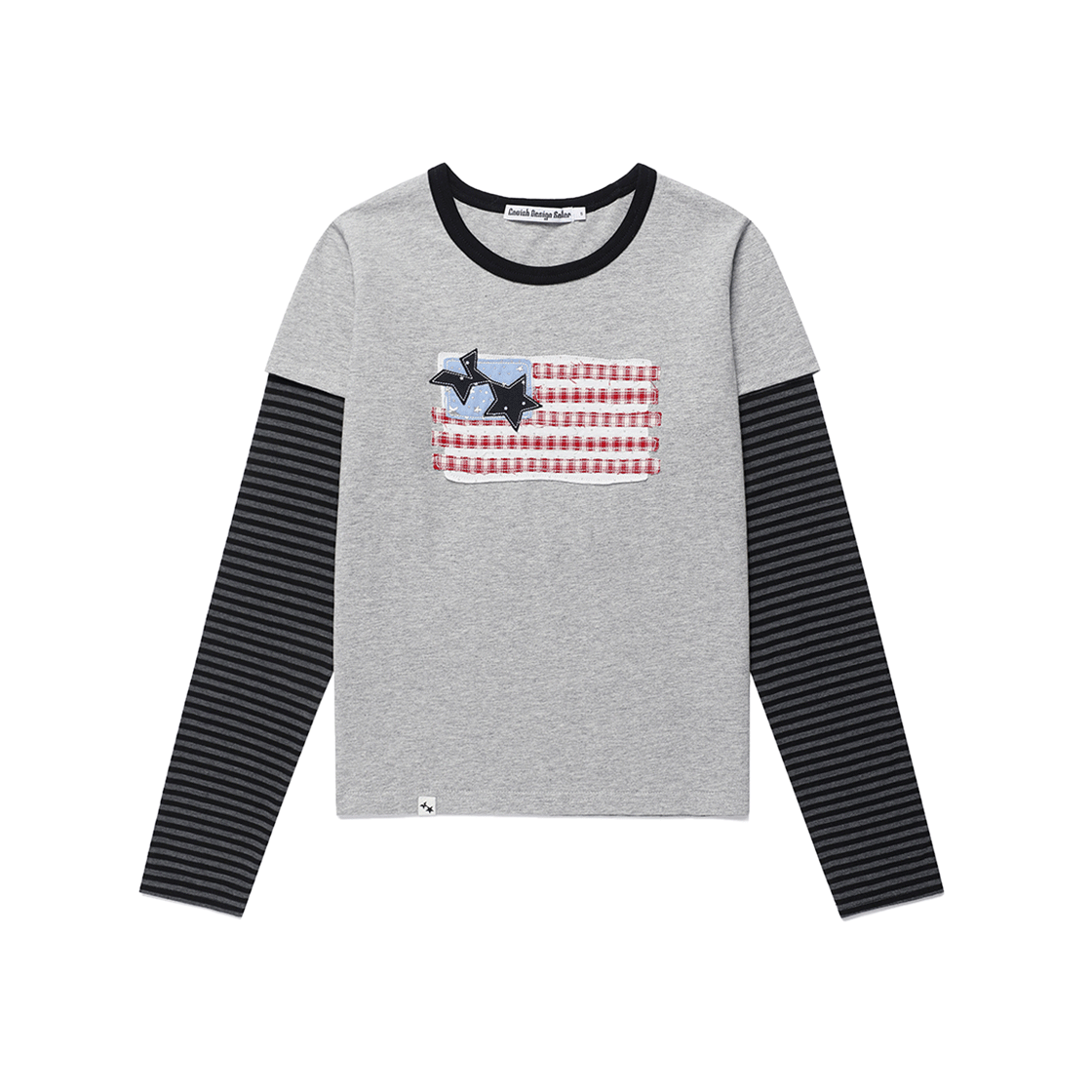 CV2GFFT558AGR CAVISH Old Glory Ringer Layered LS Tee Grey
