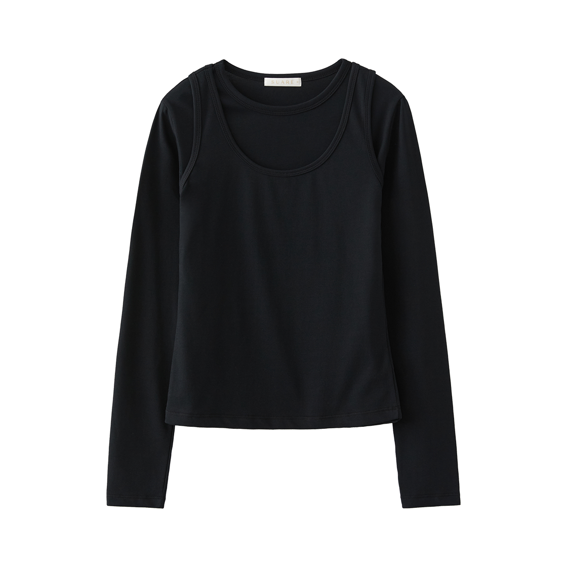 SBF3TS01WBK (W) Pima Cotton Layered Long Sleeve (SET) Black