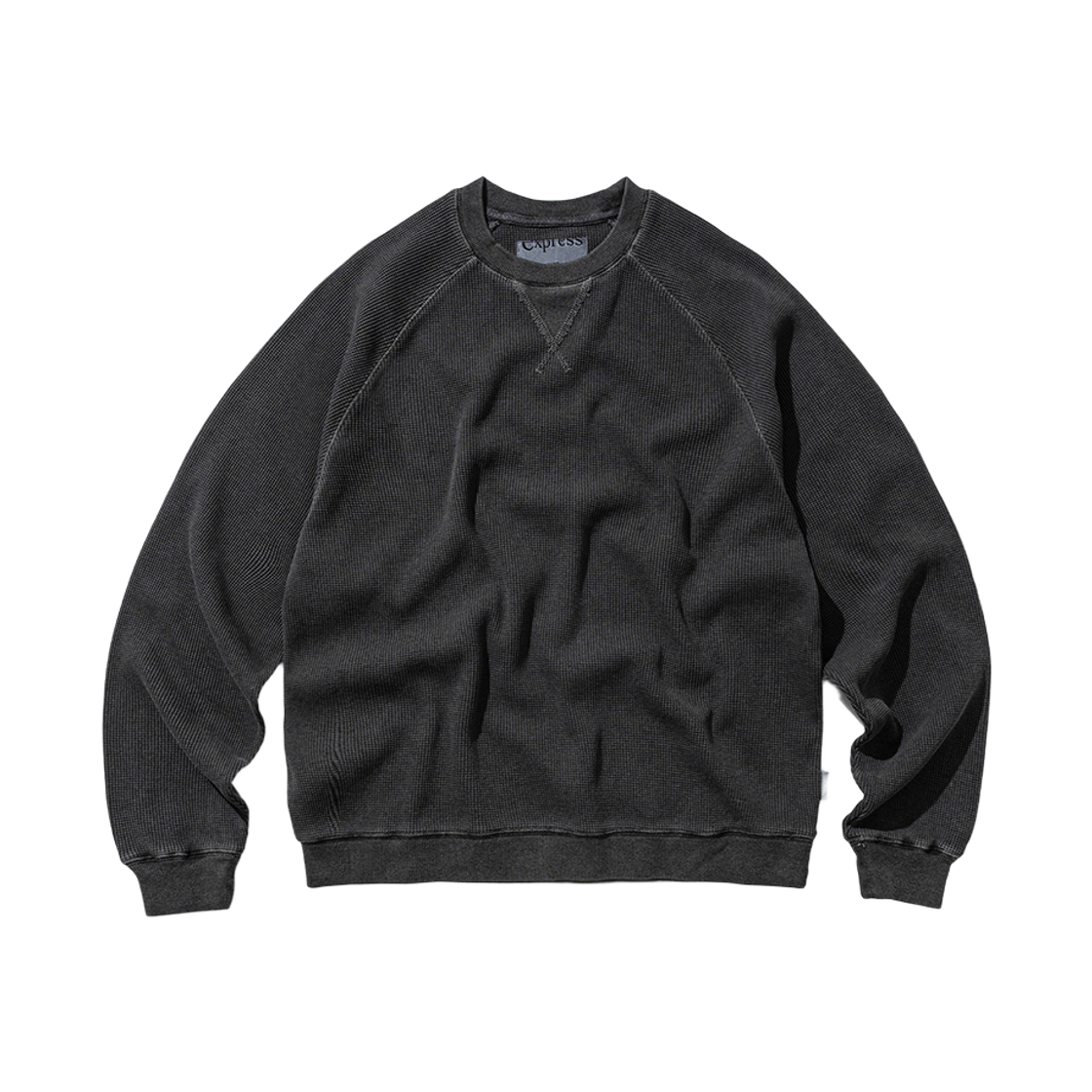 BFEHFWSW02CH_copy Express Holiday Heavy Cotton Waffle Sweatshirt Charcoal
