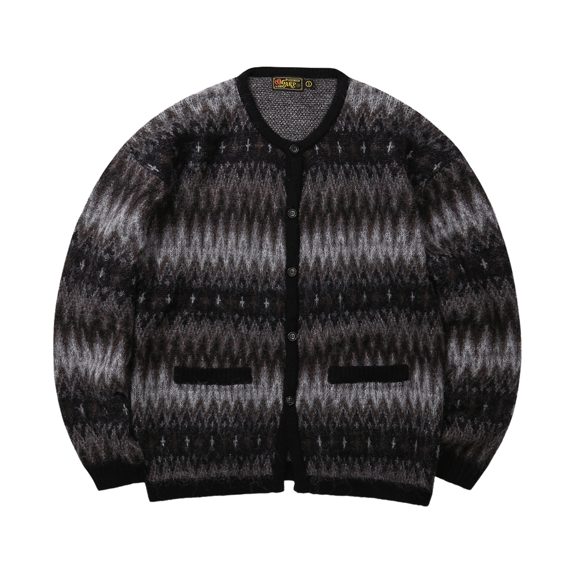 O26WWKN019BK OGARP Navaho Mohair Jacquard Cardigan Black