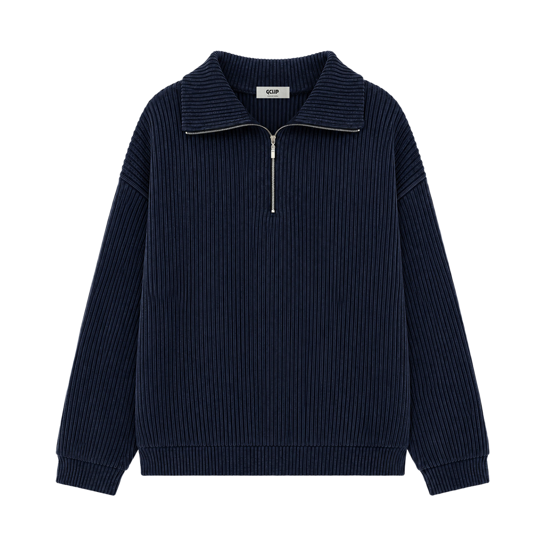 GC골지반집업맨투맨-네이비 GCLIP Regular Fit Half-Zip Collared Sweatshirt Navy