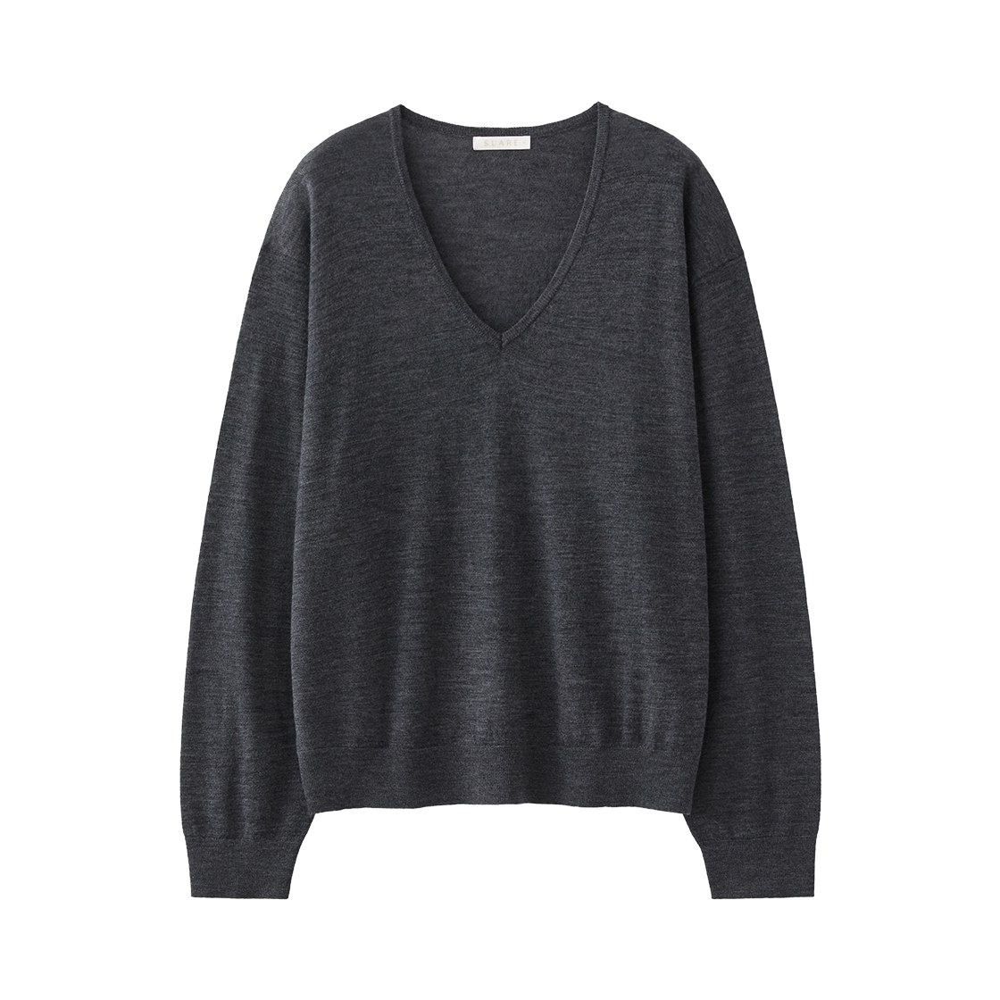 SBF3KN02WCC (W) Fine Wool 100 V-Neck Knit Charcoal