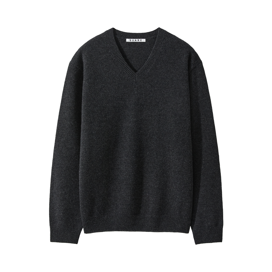 SBF3KN04MWCC (W) Fine Merino Wool 100 V-Neck Knit Charcoal