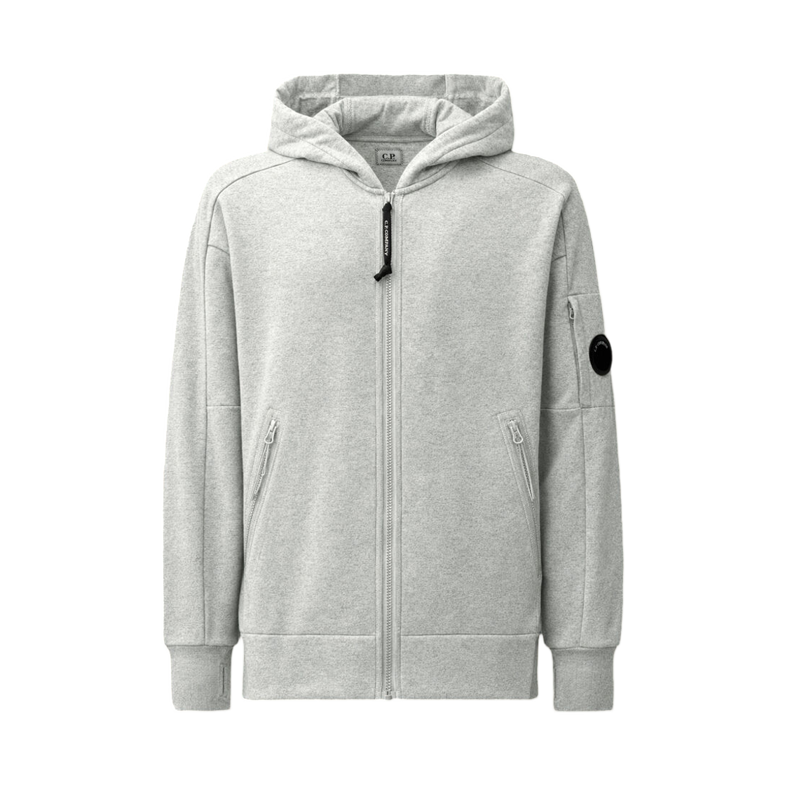 RCCMSS716M005086WM94 C.P. Company Diagonal Raised Fleece Hooded Zip Lens Sweatshirt Greystone Melange - 26FW