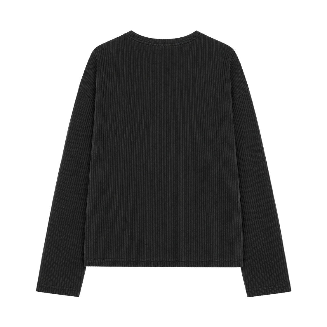 지크립 리브드 라운드 넥 세미 크롭 니트 롱 슬리브 티셔츠 다크그레이(GCLIP Ribbed Round Neck Semi-Crop Knit Long Sleeve T-Shirt DarkGray) - 3