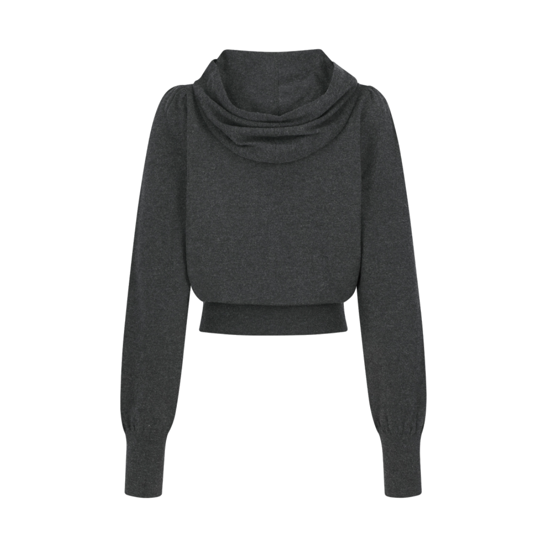 아모멘토 우먼 셔링 하프 집업 니트 후디 차콜 - 26FW(Amomento Women Shirring Half Zip Up Knit Hoodie Charcoal - 26FW) - 2
