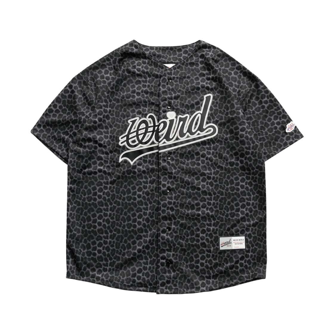 P00000PB WEIRD WORLD 18-Leopard-Baseball-Jersey Black
