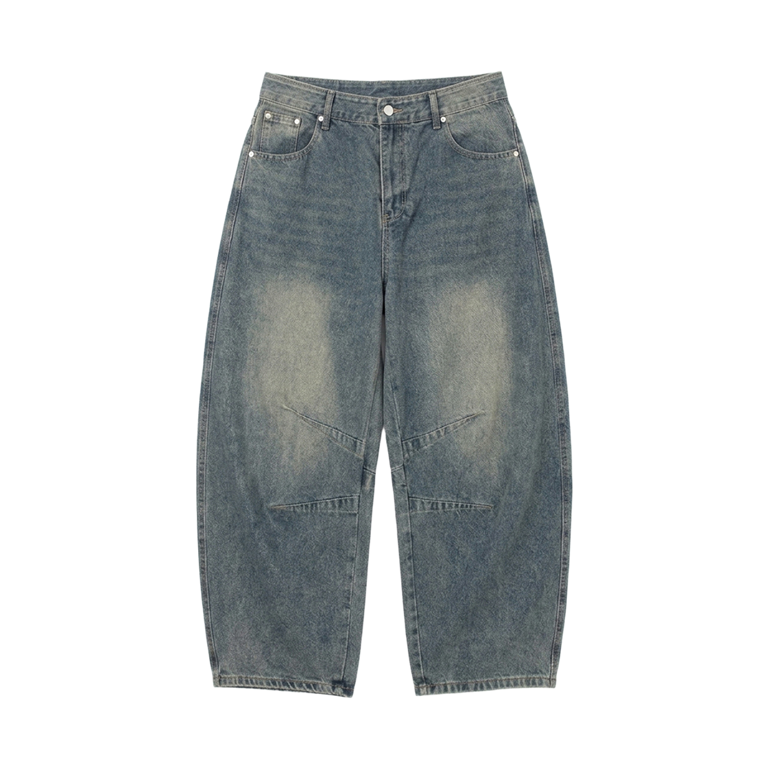 지크립 벌룬핏 커브드 다트 워시드 와이드 데님 팬츠 오일블루(GCLIP Balloon Fit Curved Dart Washed Denim Pants Medium Oil Blue) - 2