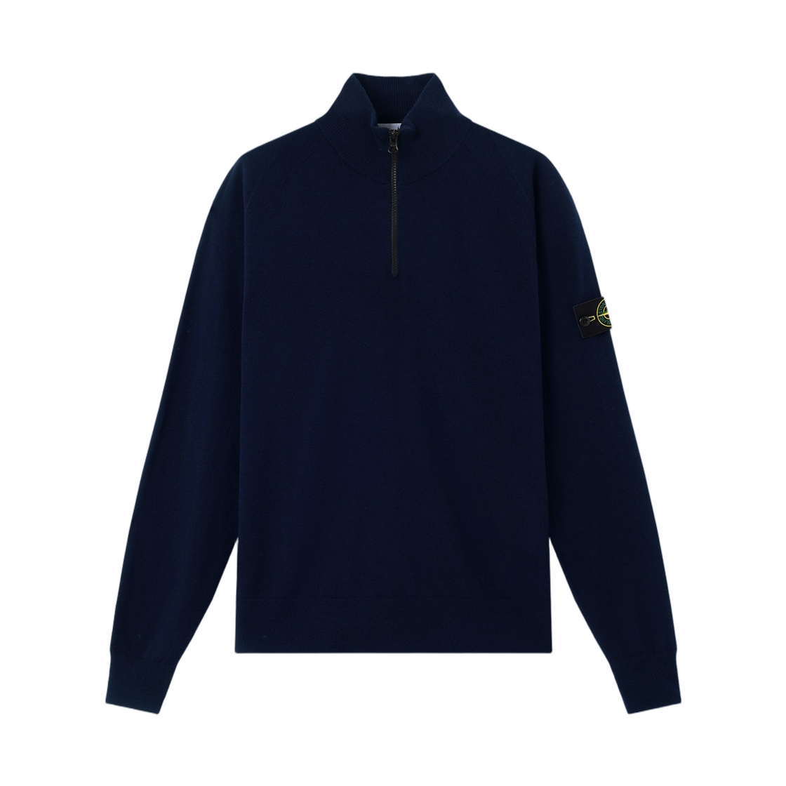 L2S1551000-08S00A1-V0020 Stone Island 5100008 Stretch RWS Wool Regular-Fit Half-Zip Jumper with Raglan Sleeves Navy Blue - 26FW