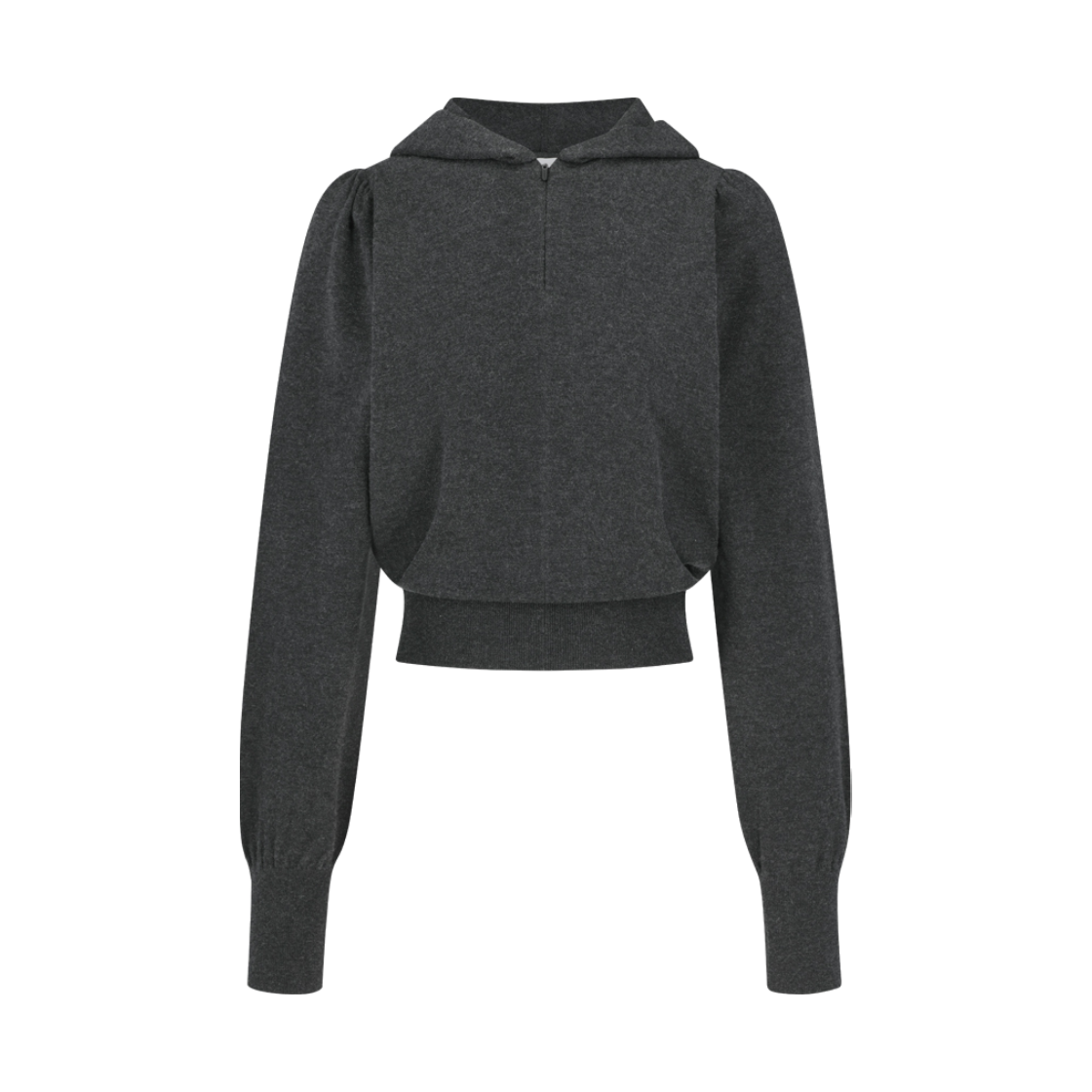 KW6DKNPAM16RG Amomento Women Shirring Half Zip Up Knit Hoodie Charcoal - 26FW