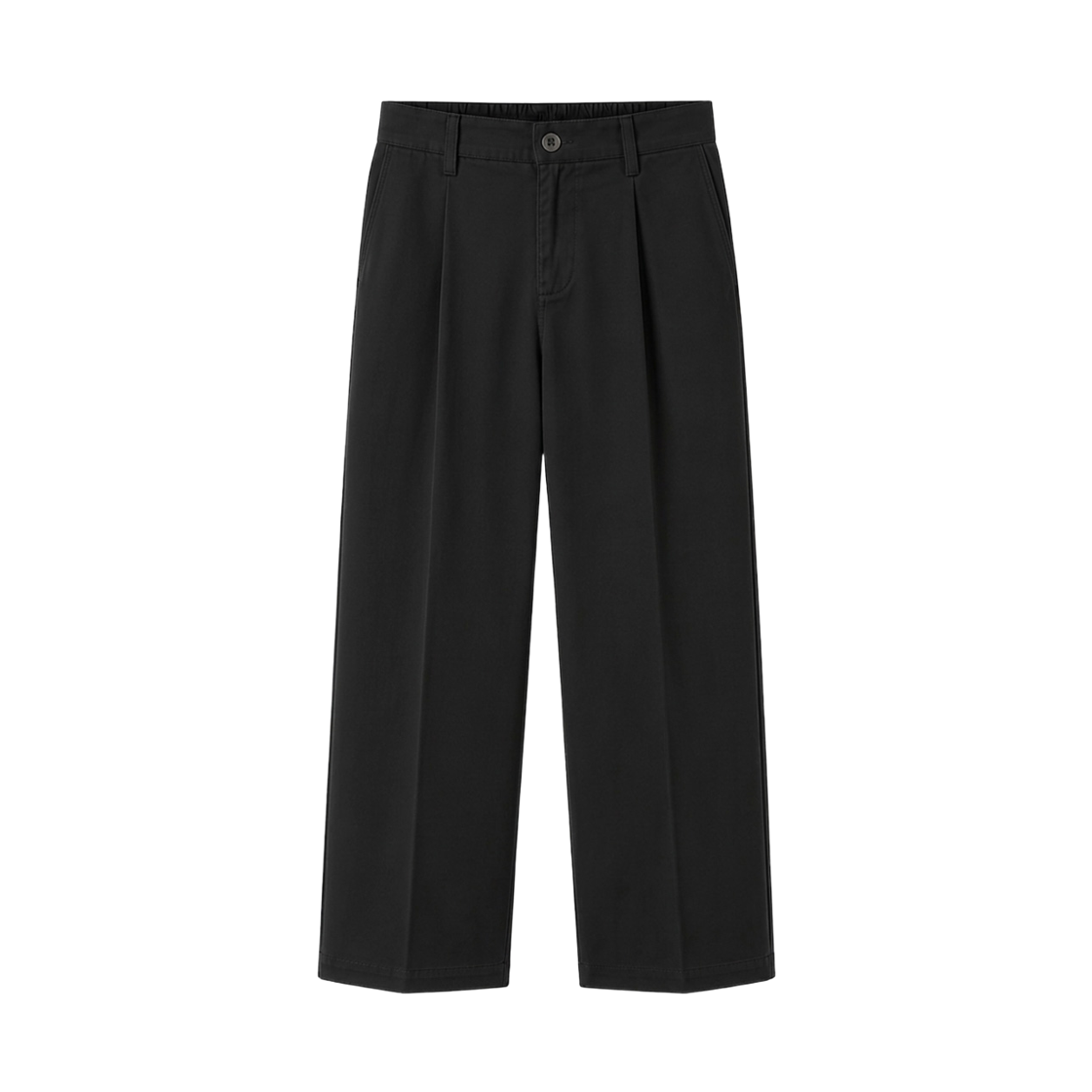 GCJM505-블랙 GCLIP Relaxed Half-Banding Pintuck Semi-Wide Slacks Black