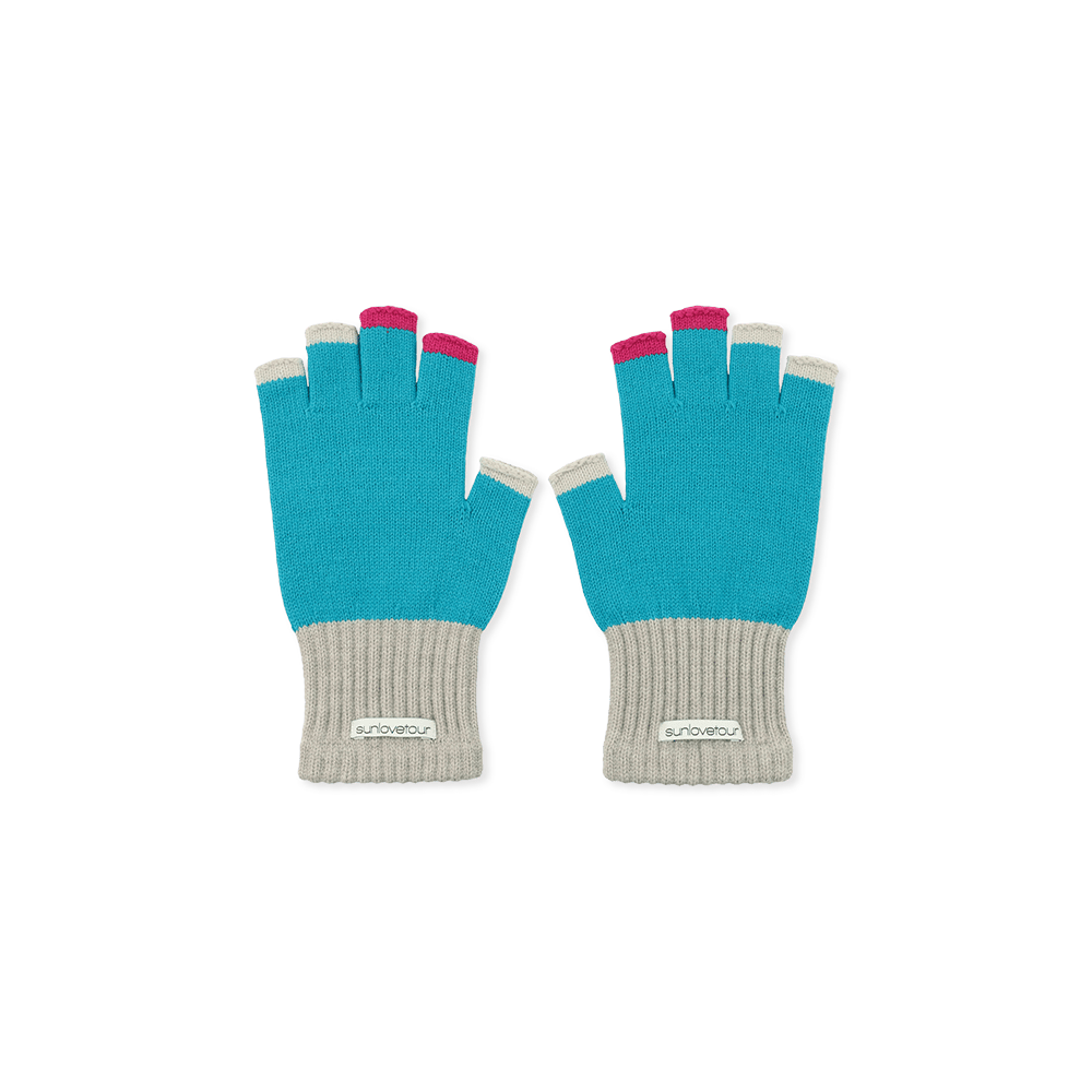 SL263KACGL01BL [5% 적립] sunlovetour Block Fingerless Gloves Blue
