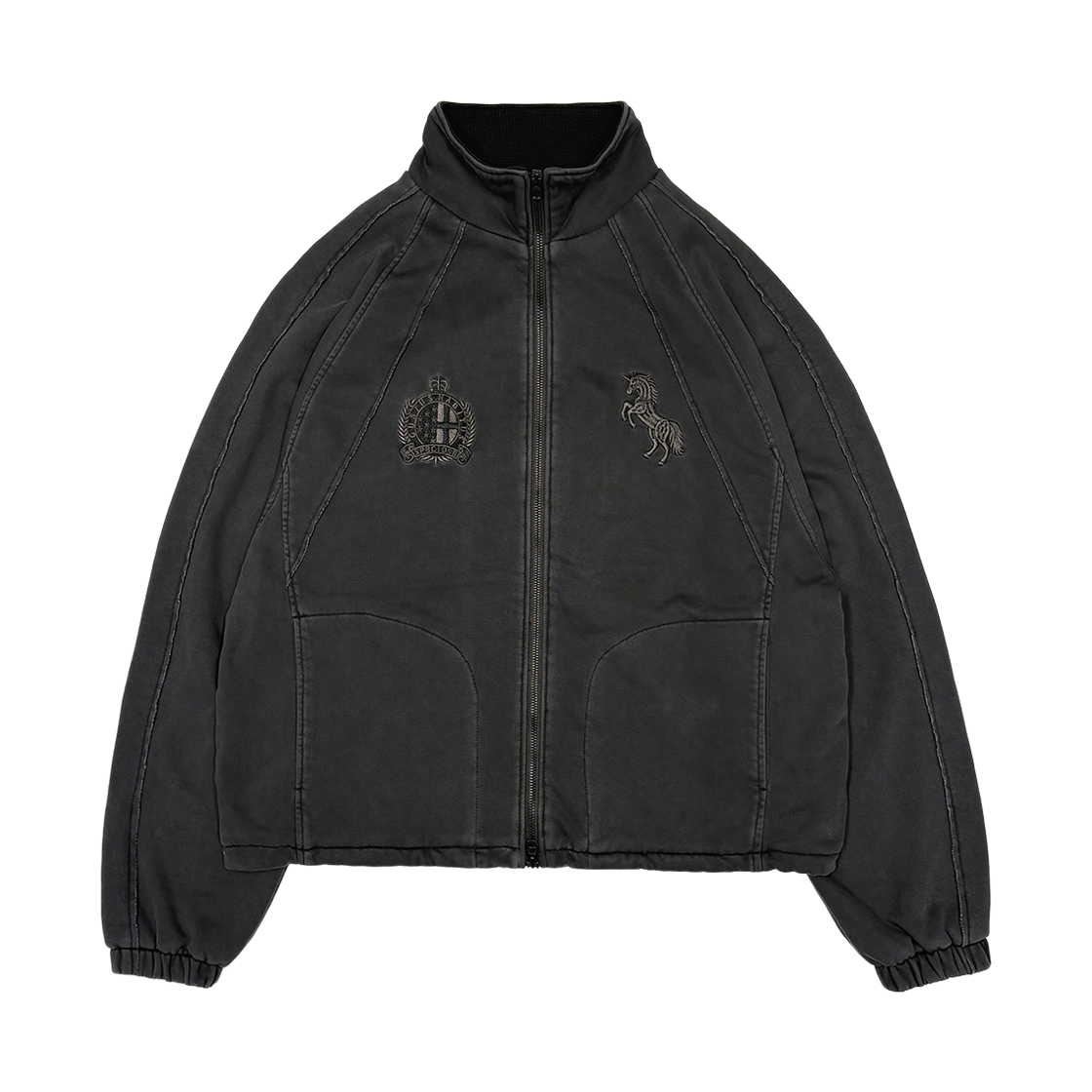 플레이버리즘 빈티지 와플 라이닝 트랙 자켓 피그먼트 차콜(Flavorism VTG Waffle Lining Track Jacket Pigment Charcoal)