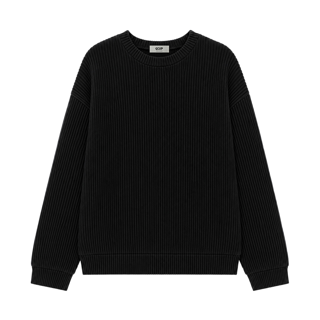 GC골지니트맨투맨-블랙 GCLIP Regular Fit Round Neck Knit Sweatshirt Black