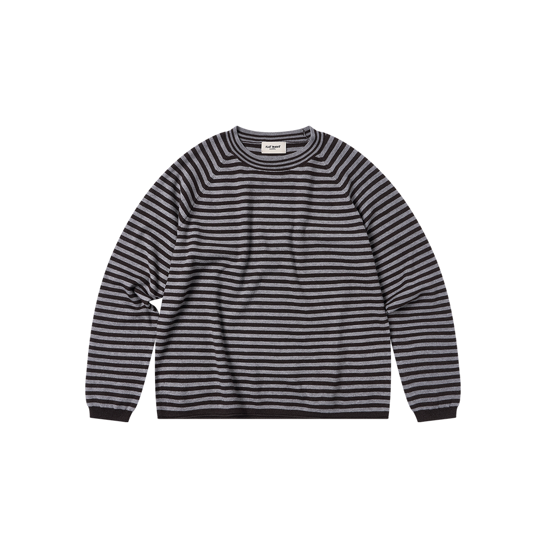 Weyve Knit Grey/Charcoal Flatwave in Seoul Weyve Stripe Loose Fit Round Knit Grey/Charcoal