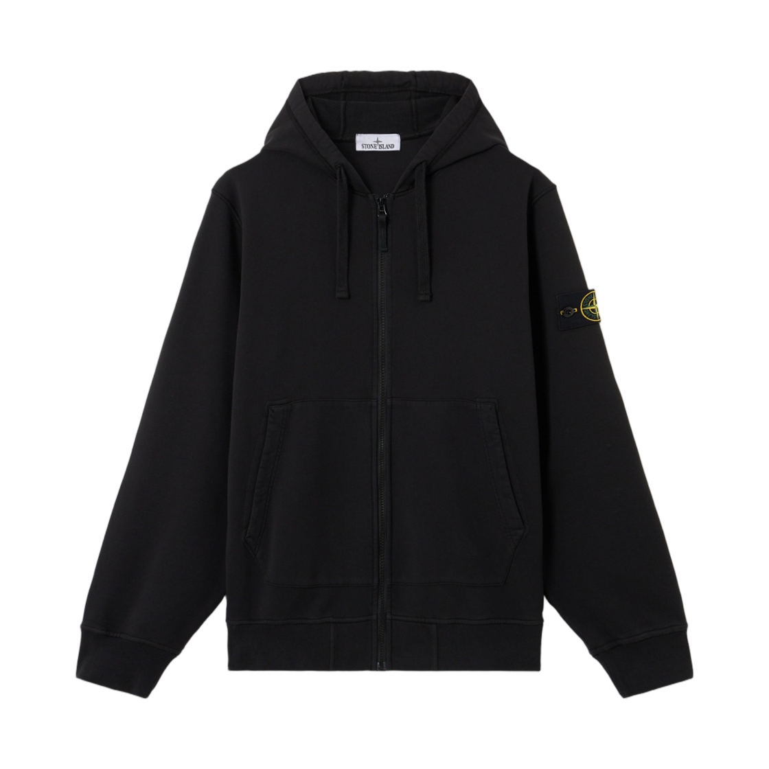 L2S1561000-61S0051-V0029 Stone Island 6100061 Organic Cotton Fleece Regular-Fit Zip-Up Hooded Sweatshirt with Pockets Black - 26FW