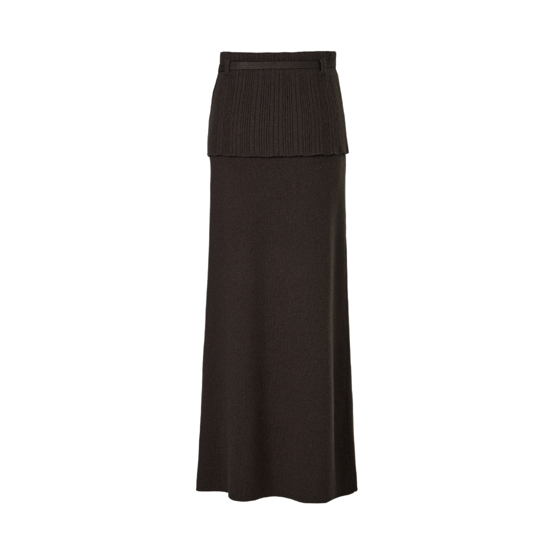 쿠메 폴드오버 캐시미어 니트  스커트 딥브라운(KUME Cashmere Blend Fold-Over Knit Skirt Deep Brown) - 3