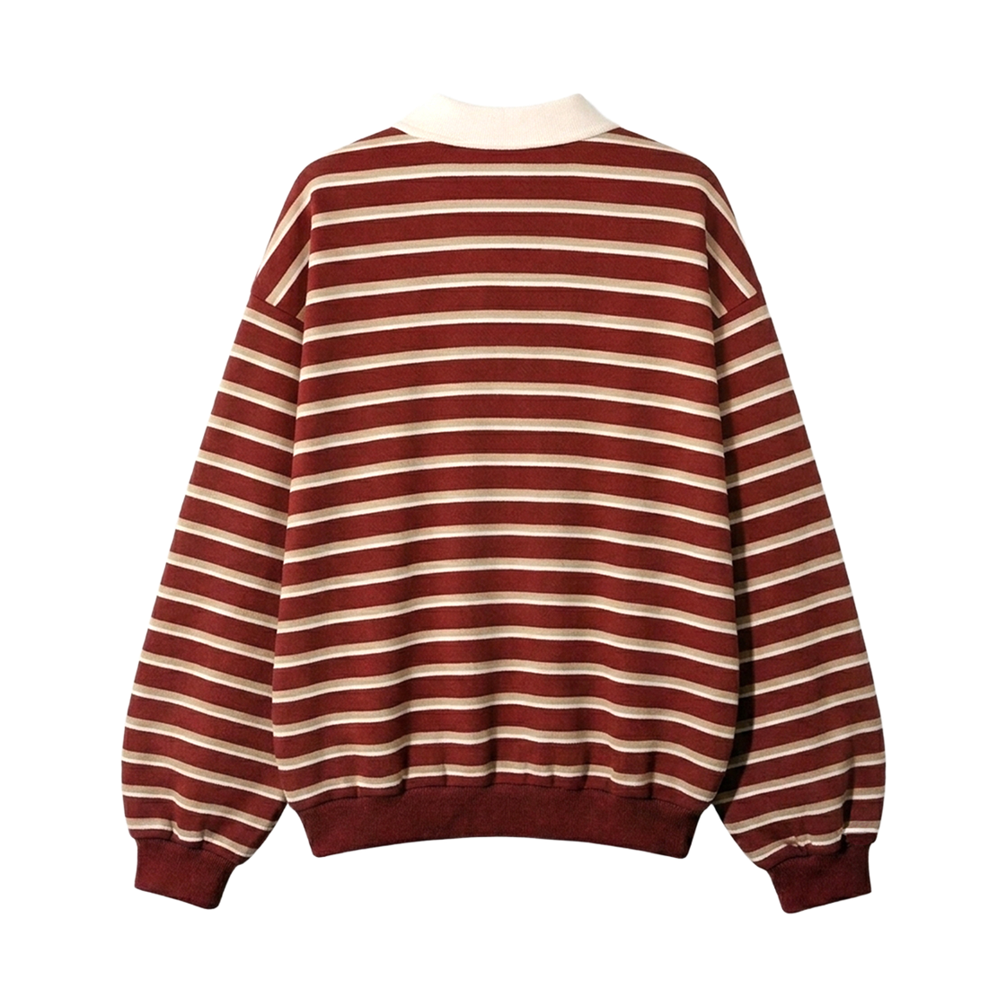 지크립 스트라이프 카라 럭비 맨투맨 스웨트 티셔츠 버건디(GCLIP Striped Collared Rugby Sweatshirt Burgundy) - 3
