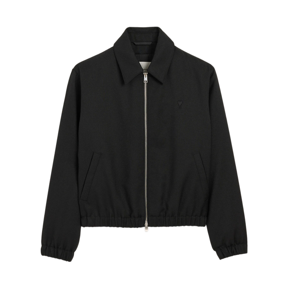 아미 블랙 울 패딩 자켓 톤온톤 하트 로고 블랙(AMI Black Wool Padded Jacket with Ami De Coeur Tone-On-Tone Black)