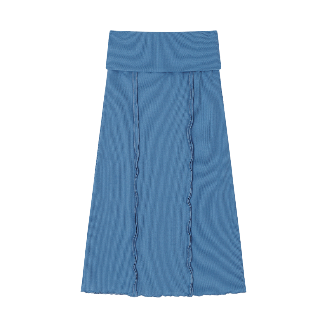 어글리쉐도우 리브드 롱 스커트(블루)(Uglyshadow Ribbed Long Skirt(Blue)) - 2