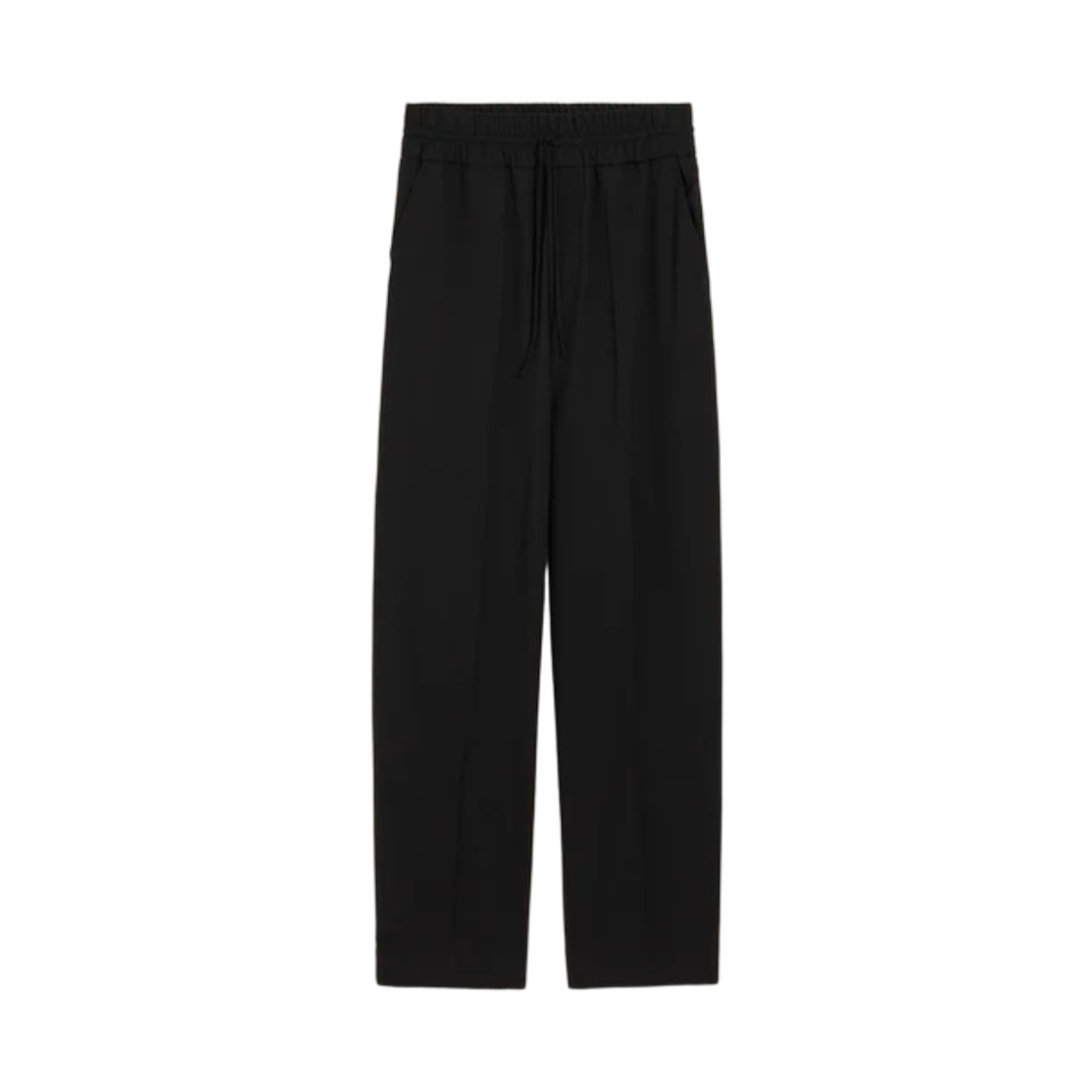 아미 블랙 엘라스티케이티드 웨이스트 울 트라우저 블랙(AMI Black Elasticated Waist Wool Trousers Black)