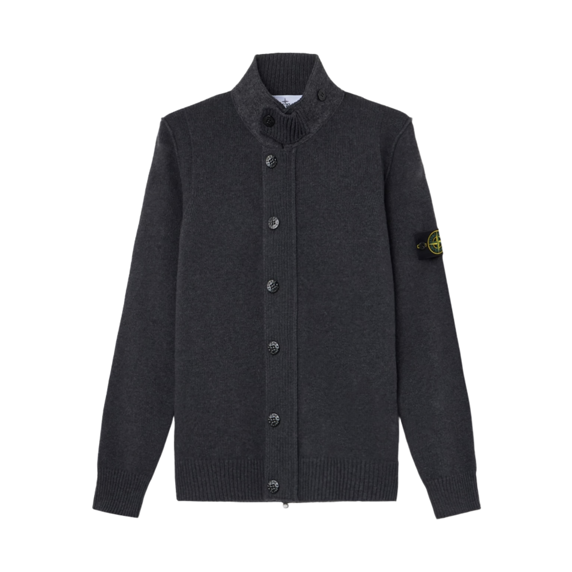 L2S1551000-47S00A3-V0M62 Stone Island 5100047 Regular Fit Zip Up Jumper with Button Placket Lead Grey Melange - 26FW