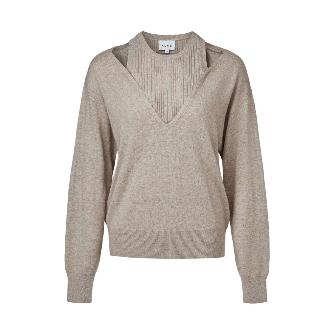 KM-26FW-SW04-BE KUME Cashmere Blend Layering V-Neck Knit Beige
