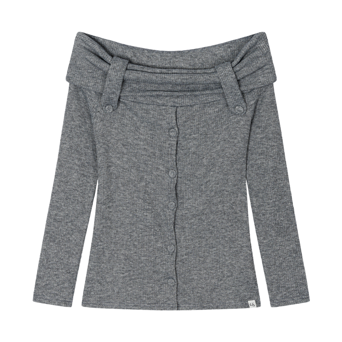 AMS026 Uglyshadow Button Off-Shoulder Knit(Grey)