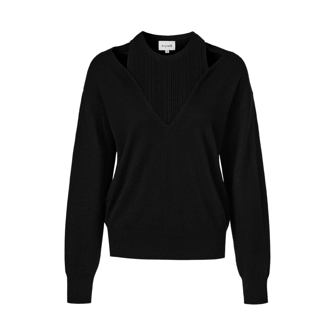 쿠메 캐시미어 홀터 레이어드   브이넥 니트 블랙(KUME Cashmere Blend Layering V-Neck Knit Black) - 2