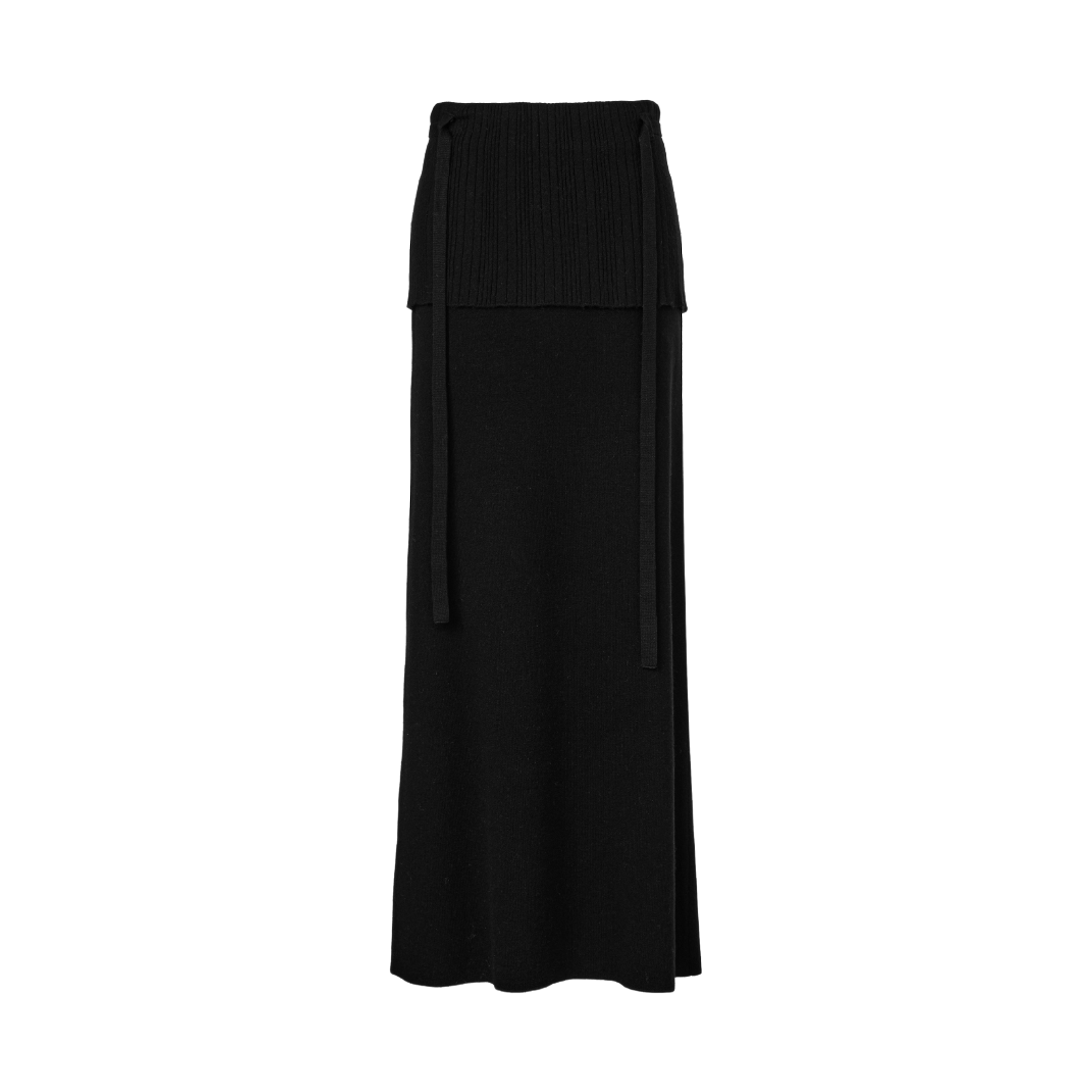 쿠메 폴드오버 캐시미어 니트  스커트 블랙(KUME Cashmere Blend Fold-Over Knit Skirt Black)
