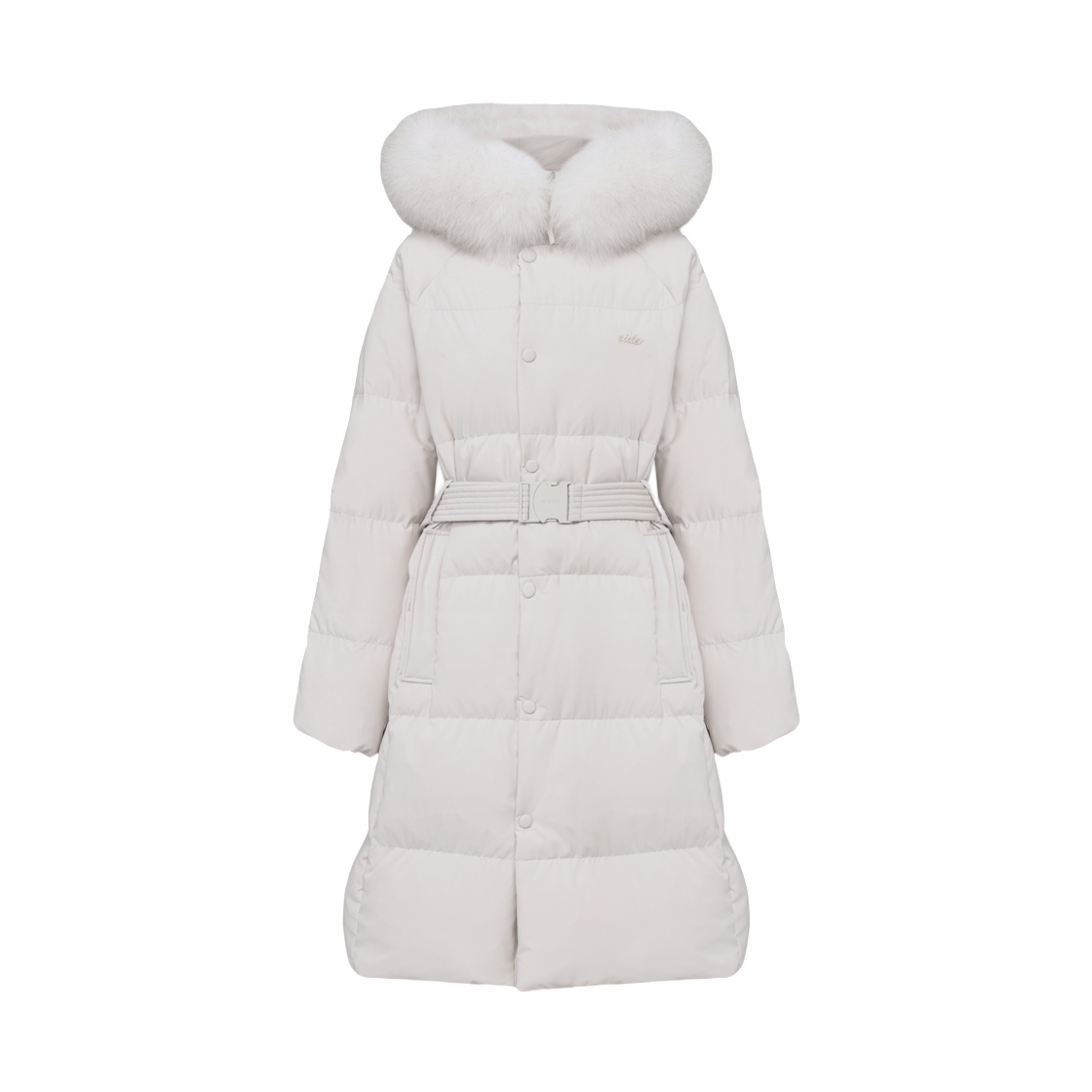 DWW26560OM (W) Eider Monglit Fox Long Goose Down Jacket Oatmeal