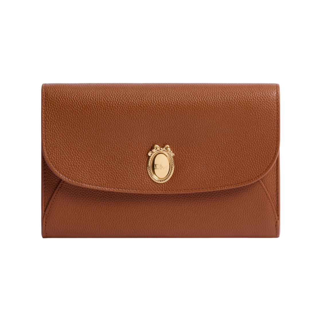 S2223QGME-M16E Dior Medaillon Envelope Pouch with Strap Grained Calfskin Marron Babi