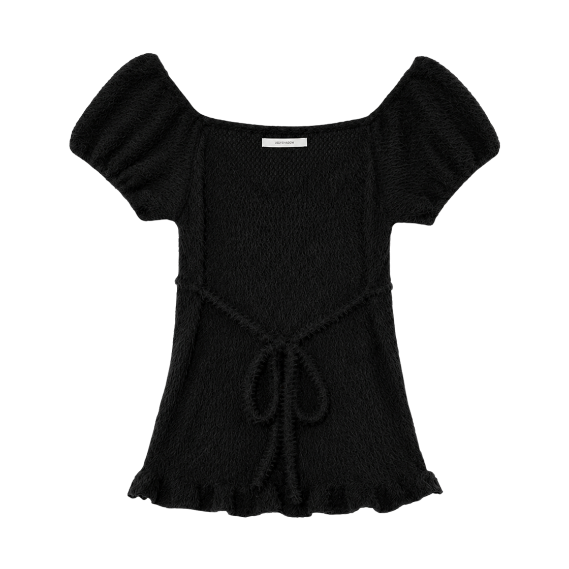 어글리쉐도우 소프트 셔링 티셔츠(블랙)(Uglyshadow Soft Shirring T-Shirt(Black)) - 2